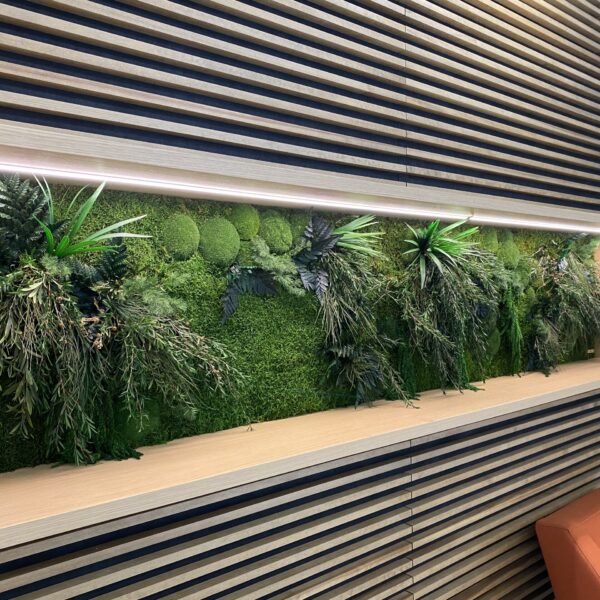 Ärimaja Tehnopolis taimedega valgustatud pilt. Säilitatud taimed led valgusega. Forgreenerlife.com