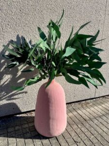 Säilitatud oksad roosas vaasis